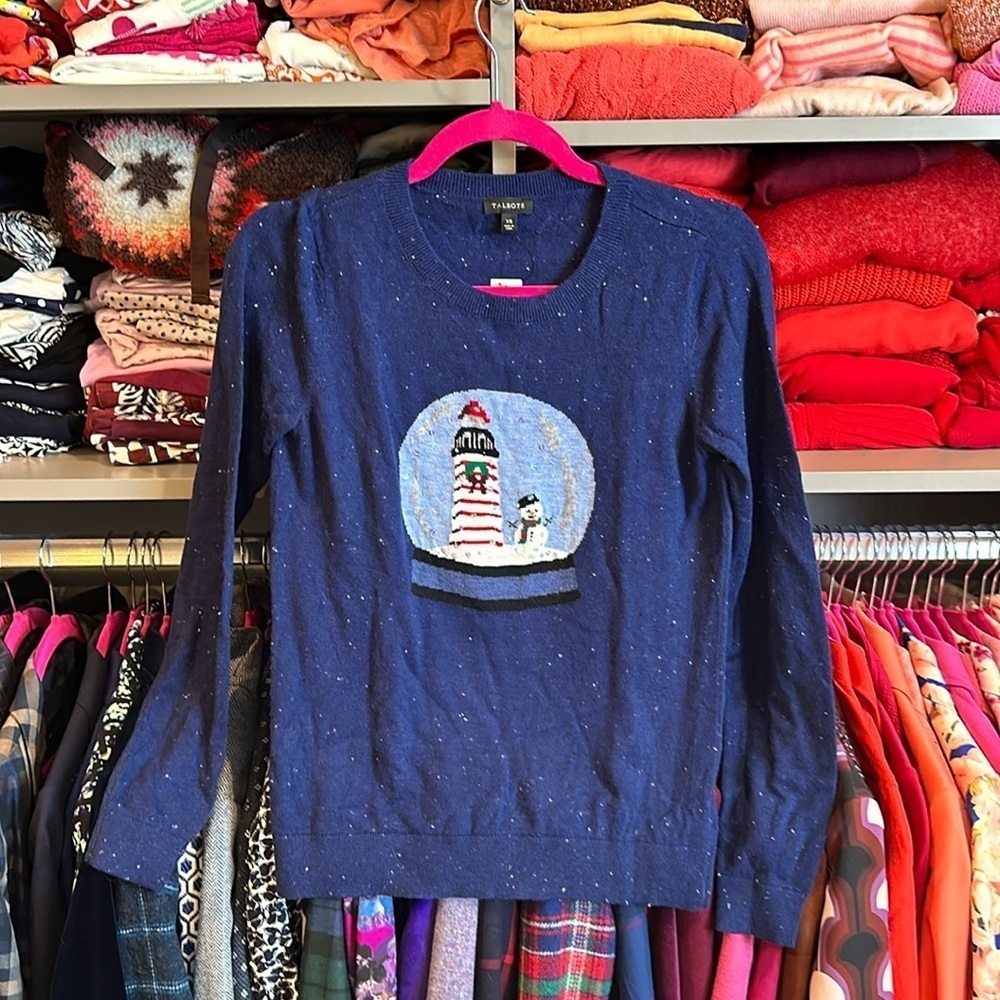 Talbots XS blue lighthouse snowman sweater. NWT​